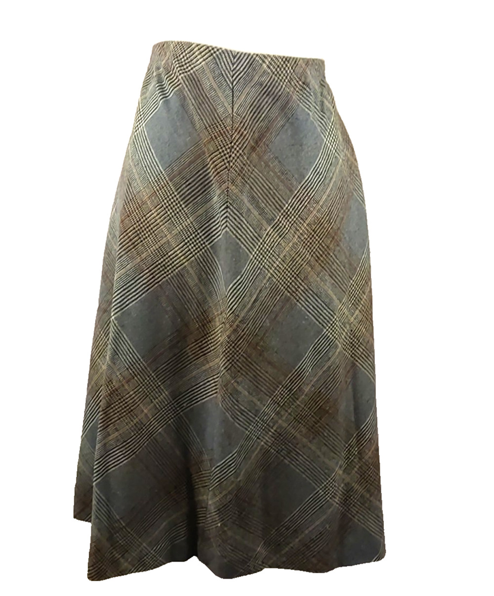Personal II Women's Wool Skirt Size 34 USA Vintage Gray Tan Pockets